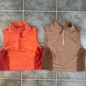 Old Navy Active Powersoft Women’s Sleeveless Crop Tank Top Sz M Tan Orange Red